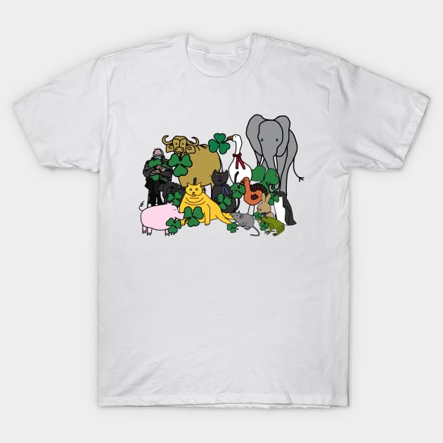 St Patricks Day Shamrock Animals and Bernie Sanders T-Shirt by ellenhenryart